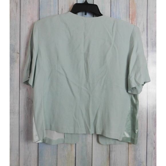 Vintage Women Suit Jacket 14 Light Green Satin Side Gold Buttons Perceptions - Picture 4 of 6